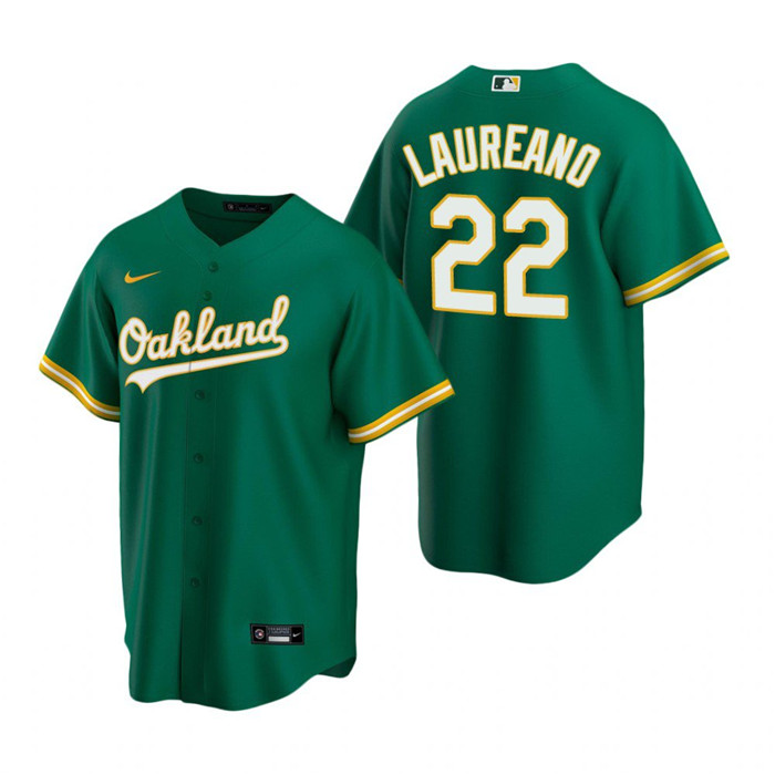 Men's Oakland Athletics #22 Ramón Laureano Green Cool Base Stitched Jersey